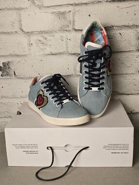 ALDO Denim Sneakers Heart Patch Low Top Size 10 EUR 43